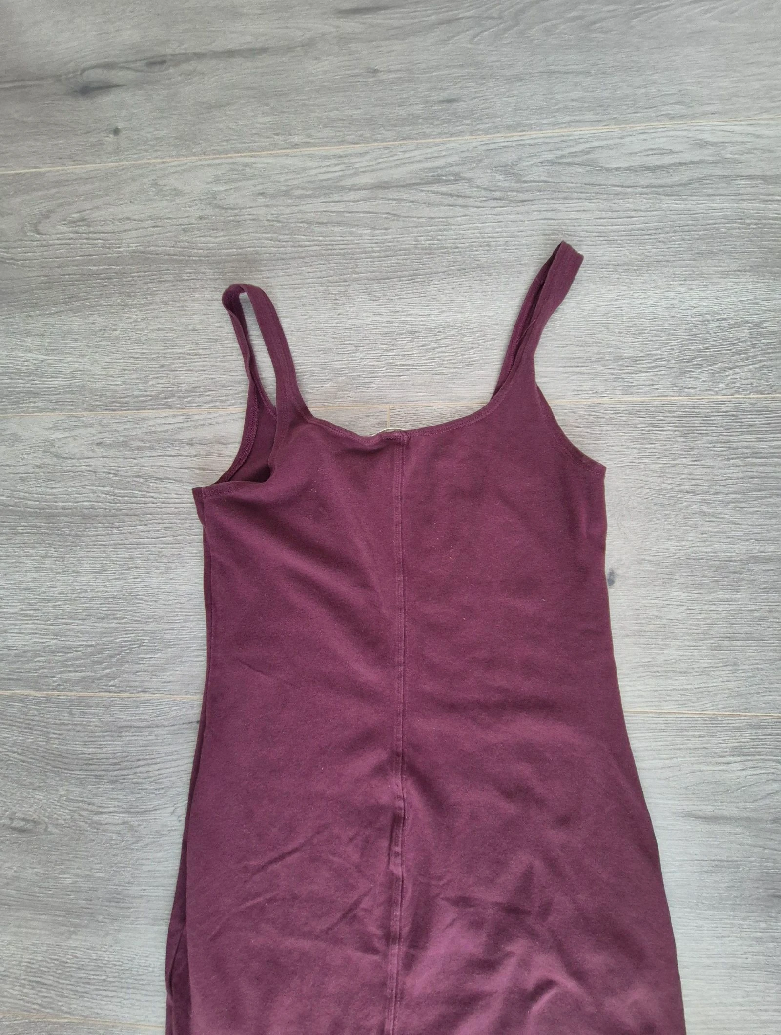 H&M Basic Vestido Midi Bodycon Bordô com Alças | Tamanho P – photo 6